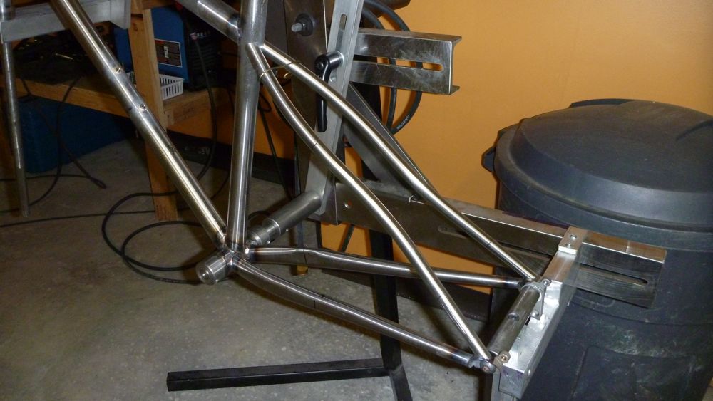 Seatstays in place and ready to tack weld