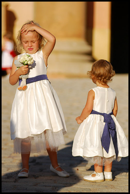 The bridesmaids wondering how they misplaced the bride!