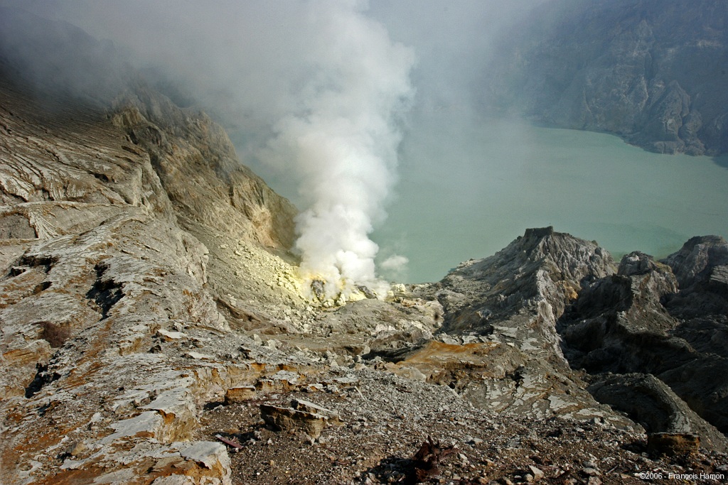 Sulphur and crater