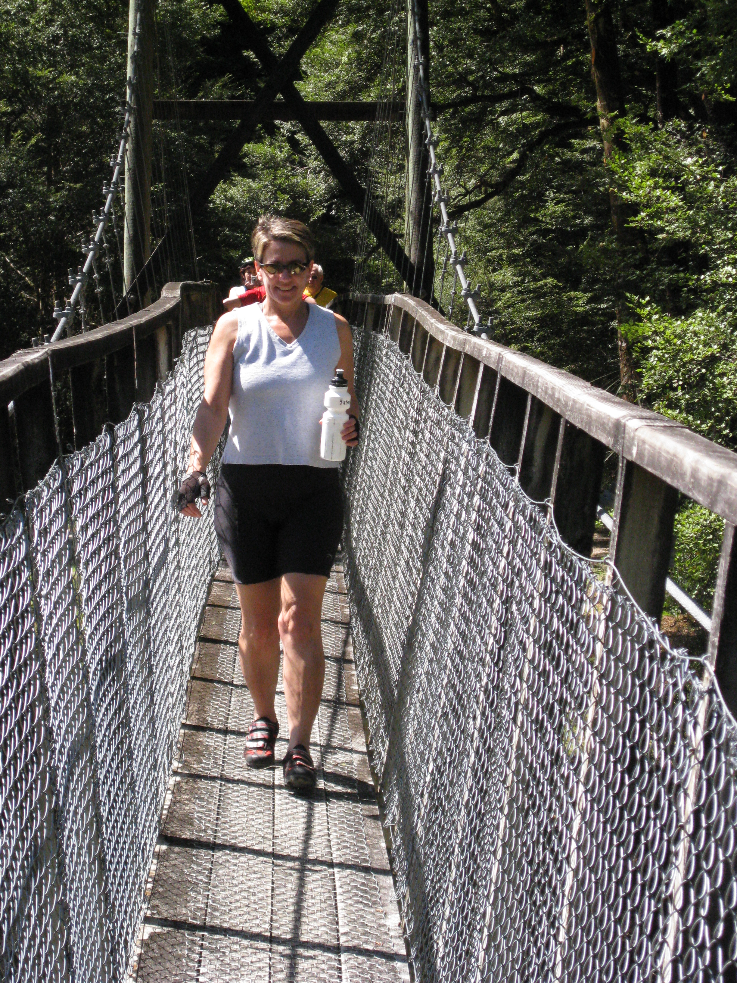 A swing bridge - a common way to walk across NZs rivers