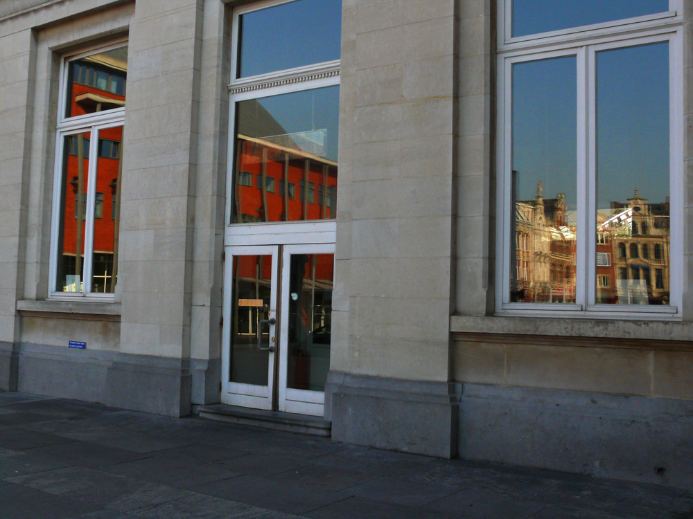 reflection bus station in railway station