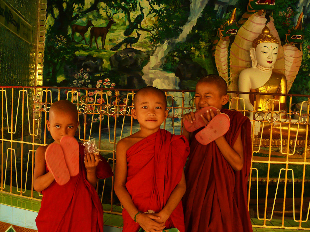 Three novices with slippers.jpg