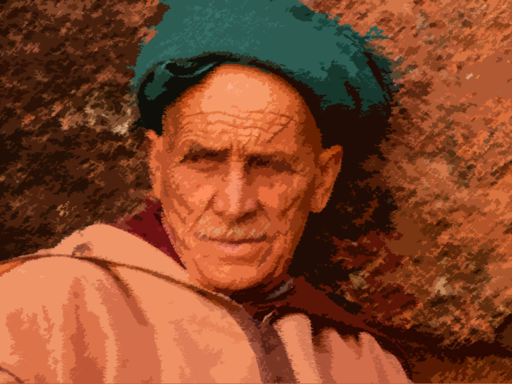 Portrait of a man - rough pastels + cut-out