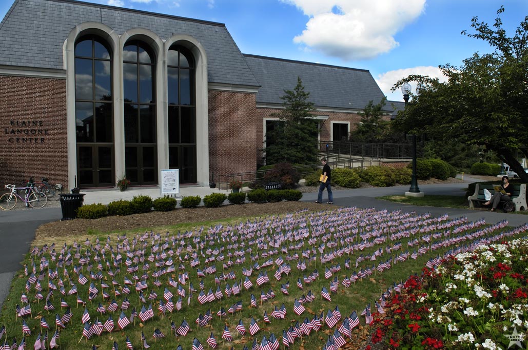 Langone Center with Flags