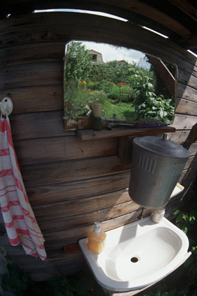 Wash Basin At Dacha in countryside