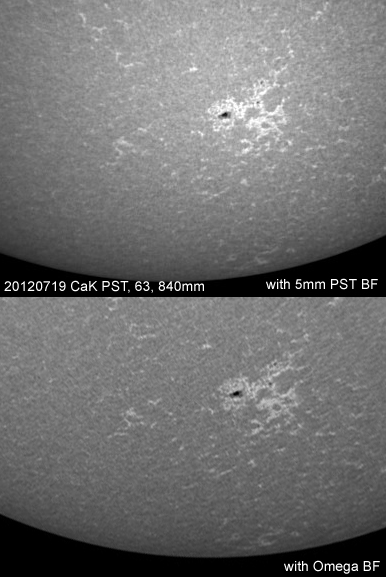 Blocking filter comparision : PST Bf Vs Omega Optical 394nm filter