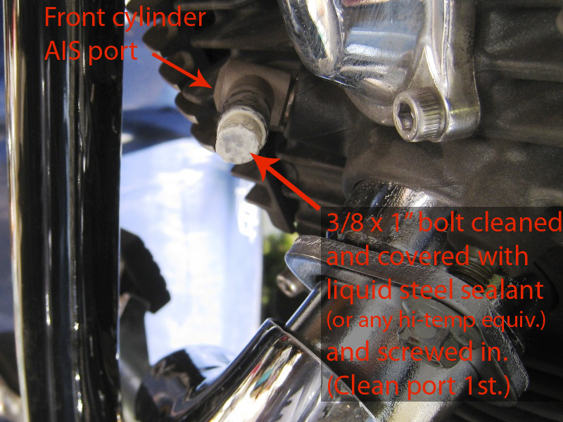 AIS port plugged w/bolt & sealant