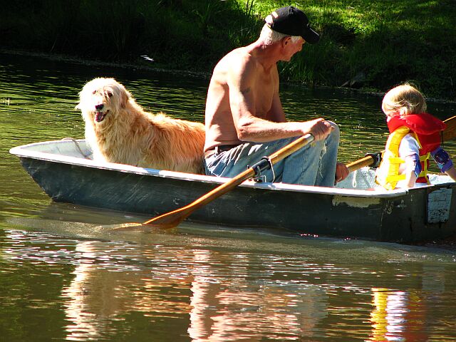 Time for the boat ride.  Buddy had to come too.