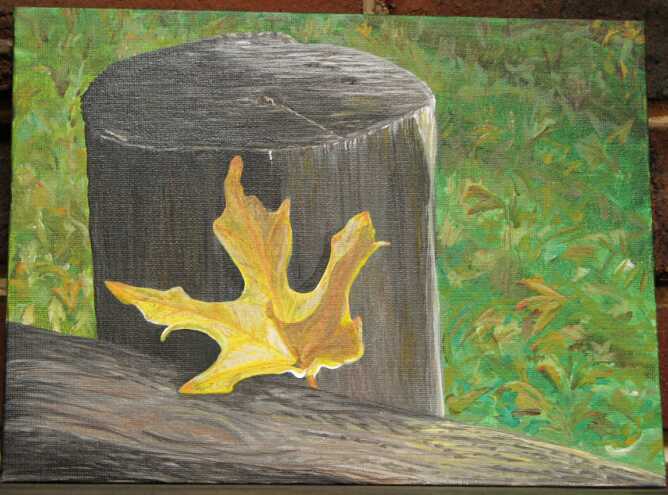 Leaf on post nearing end