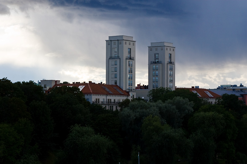 Two towers and a storm