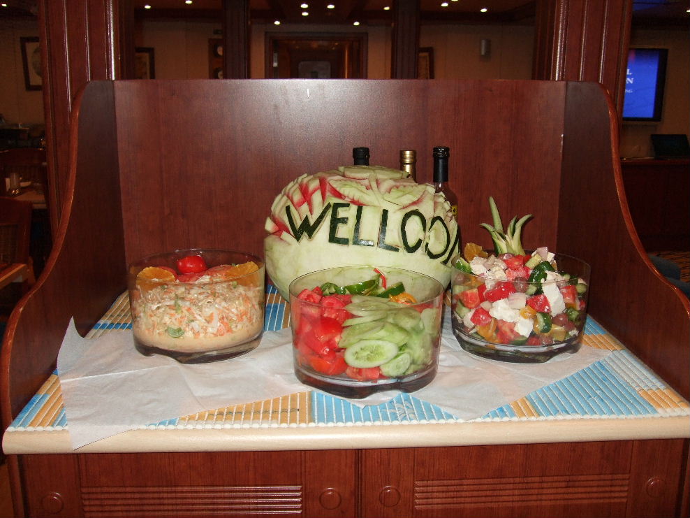 Our first evening on the Royal Evolution - the salad table