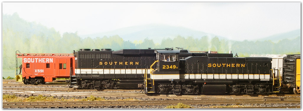 Two Southern Diesels and a Caboose