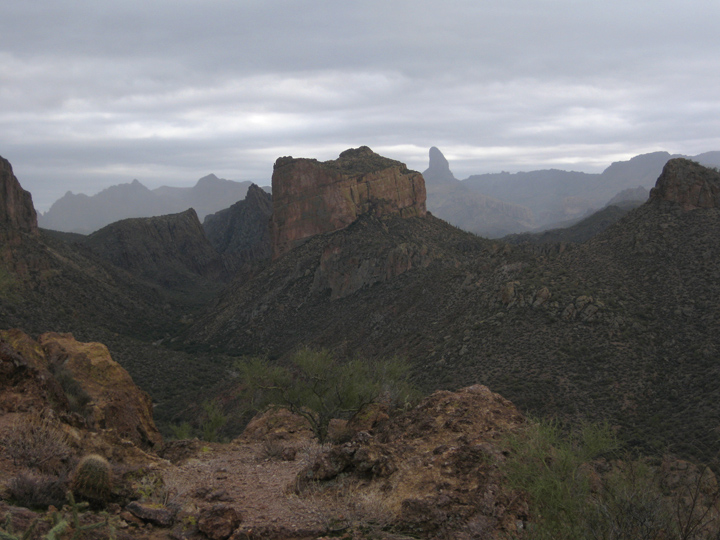 View of Weavers Needle behind the Battleship