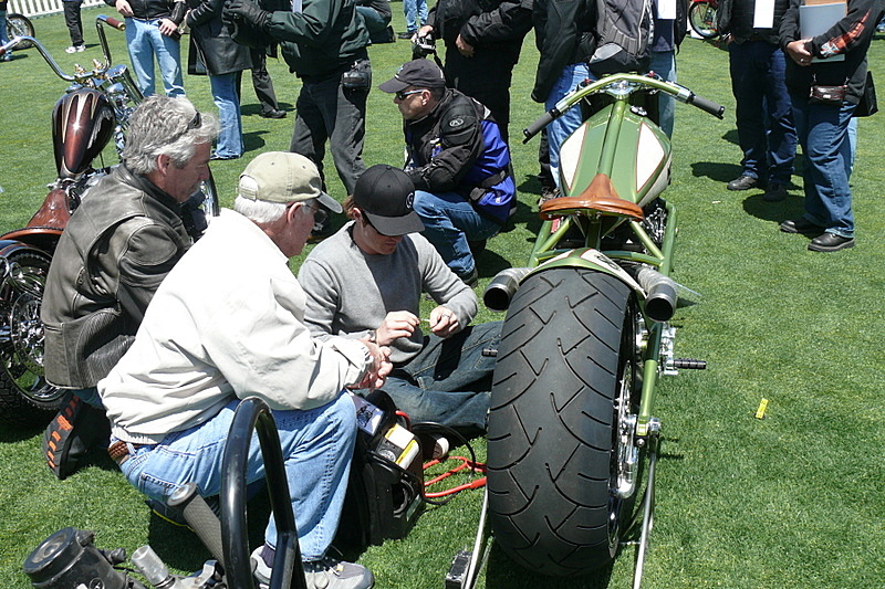 Rolland Sands tries to get his bike started