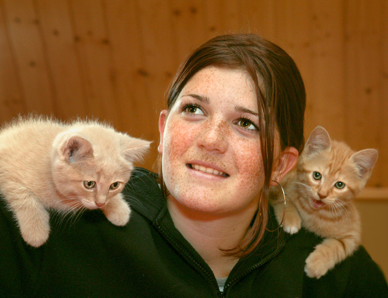 Amel with two kitten