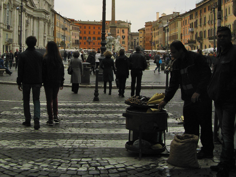 Piazza Navona with Chestnut Seller3888