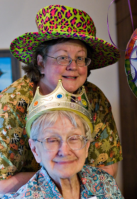 Anna and her mom in hats