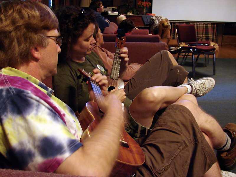 Playing ukes while waiting