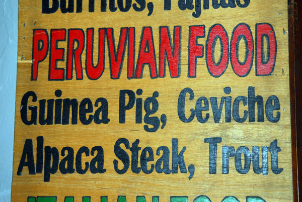 Peruvian Food - Guinea Pig, Cerviche, Alpaca