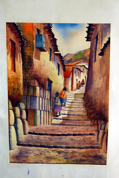 Painting of a street in Cusco