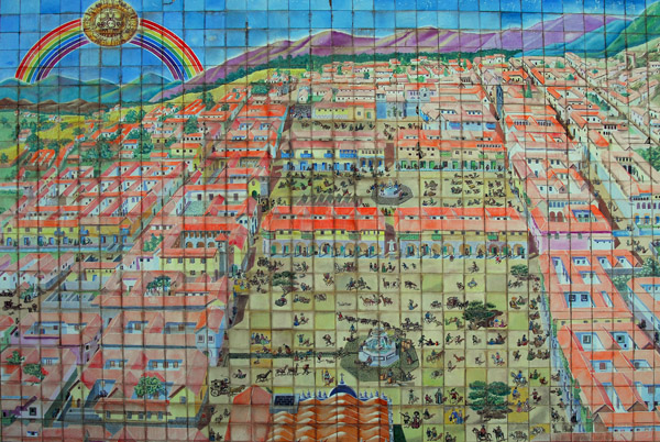Tile mosaic of Cusco, Palacio de Justicia, Av. El Sol