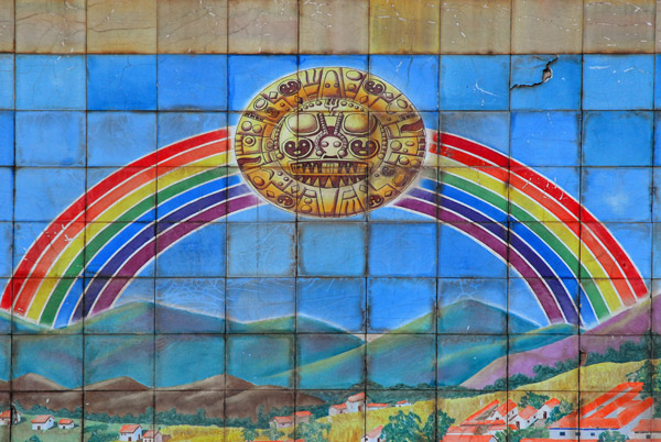 Rainbow with Inca calendar, Palacio de Justicia, Av. El Sol
