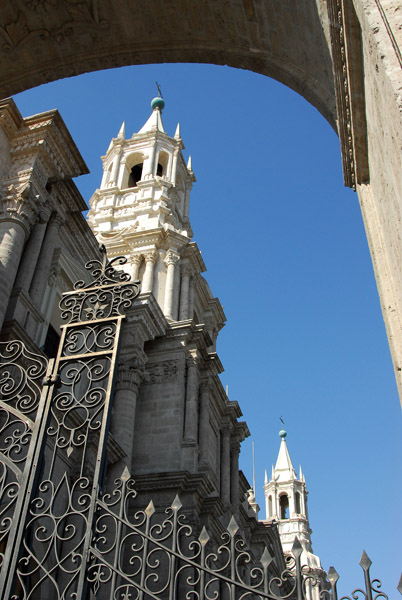 Arequipa Cathedral through an arch