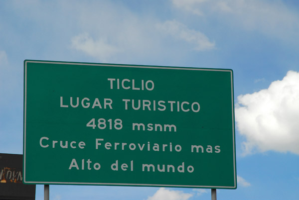 Ticlio - highest railway crossing 4818m/15,807m