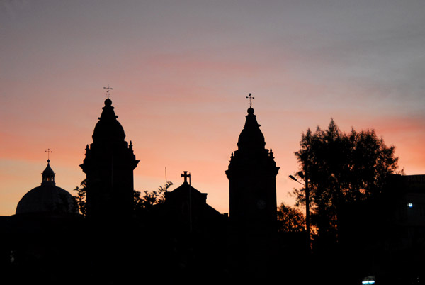 Dusk with the Jauja Cathedral, the first built in South America