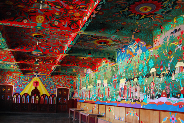 The most impressive room at Santa Rosa de Ocopa decorated in modern native style