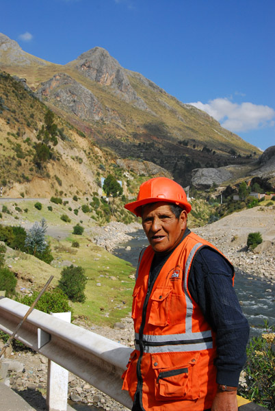 Peruvian road worker