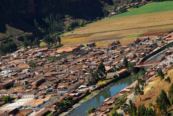 The village of Pisaq with the Urubamba River, Peru