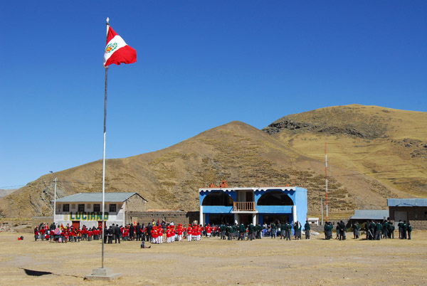School on the Plaza of a village in the Municipality of Santa Rosa, Peru