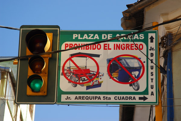 ...but the tricycle rickshaws are not allowed near the Plaza de Armas