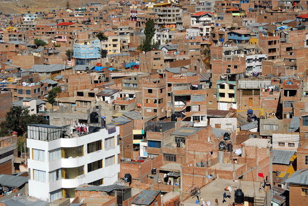 Mostly brick buildings in Puno, many of which look unfinished