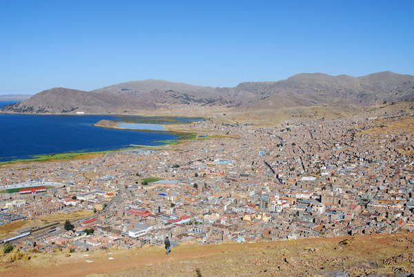 Great view of Puno from Cerro Asogini but the road is bad