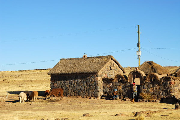 Traditional stone compound on the road to Sillustani
