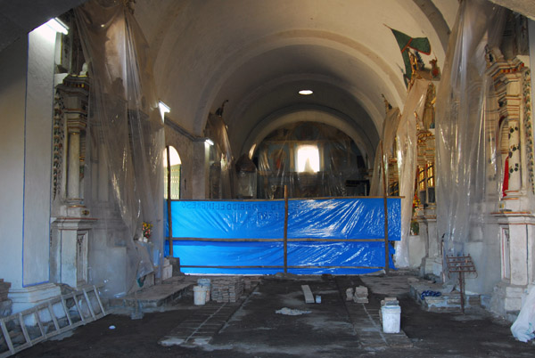 The interior of the colonial church at Yanque is still undergoing restoration (2008)