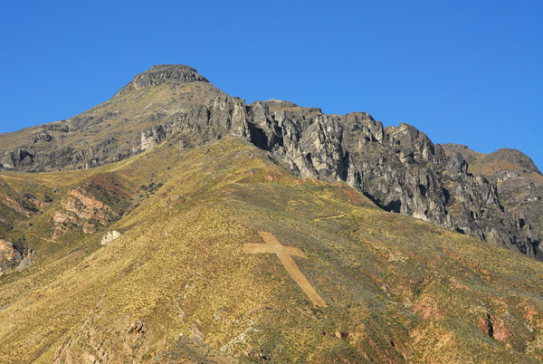 Cross on a mountain above Chivay