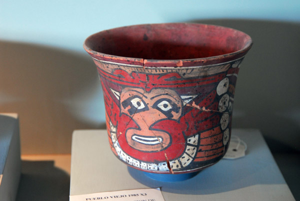 Clay vase with a colorful face, Museo Didactico Antonini