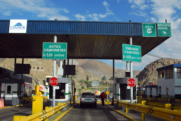 Toll booth on Route 30 heading out of Arequipa for the coast