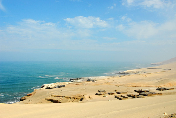 Along the top of a dune
