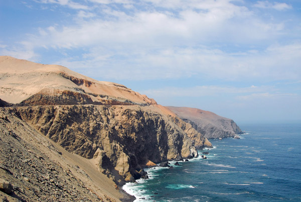 Panamerican Highway carded out of the cliffs high above the Pacific, Peru