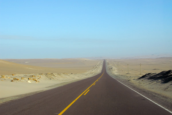 Panamerican Highway crossing the desert south of Nazca