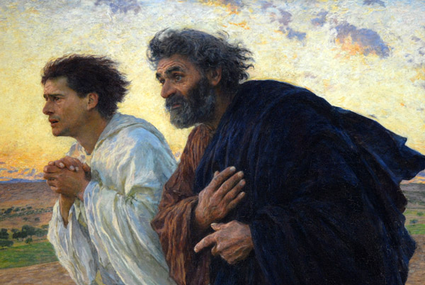 Les disciples Pierre et Jean courant au spulcre le matin de la Rsurrection by Eugne Burnand, 1898