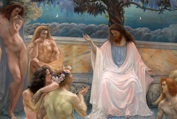  Jean Delville's Plato has a striking resemblance to Jesus and he has 12 students