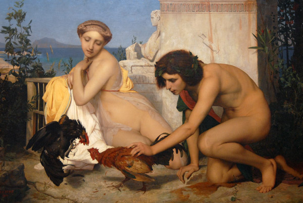 Jeunes Grecs faisant battre des coqs by Jean Lon Grme, 1846