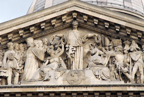 Panthon pediment relief by David d'Angers centered on the allegory of Patria, 1830-37