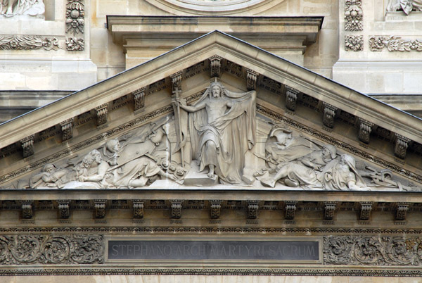 Pediment of the church of Saint-tienne-du-Mont