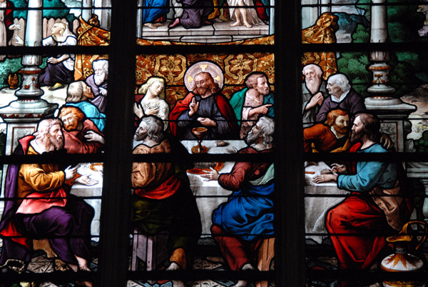 Stained glass window The Last Supper Saint-tienne-du-Mont